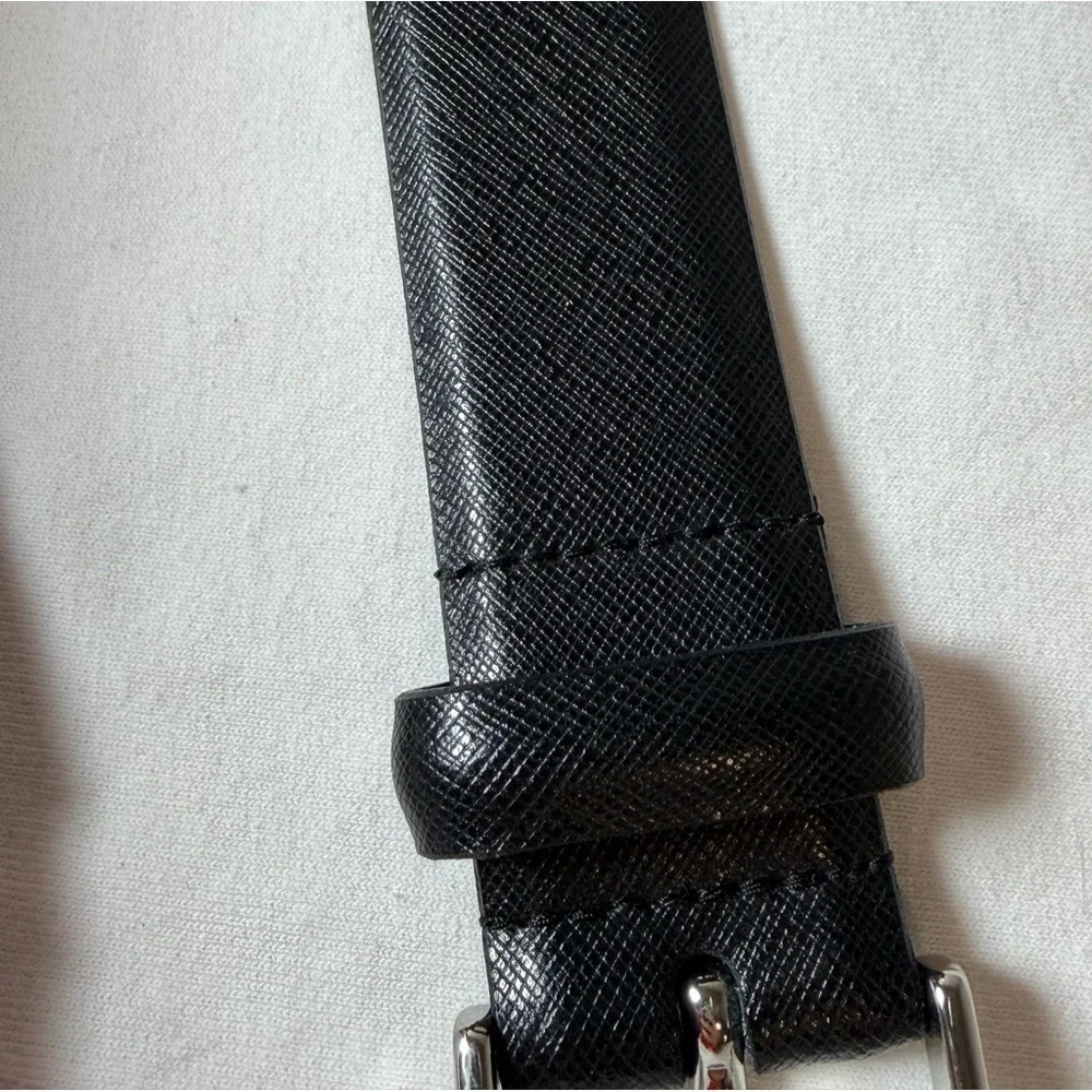 Like New Nordstrom Size 36 Genuine Leather Black Textured Designer Belt